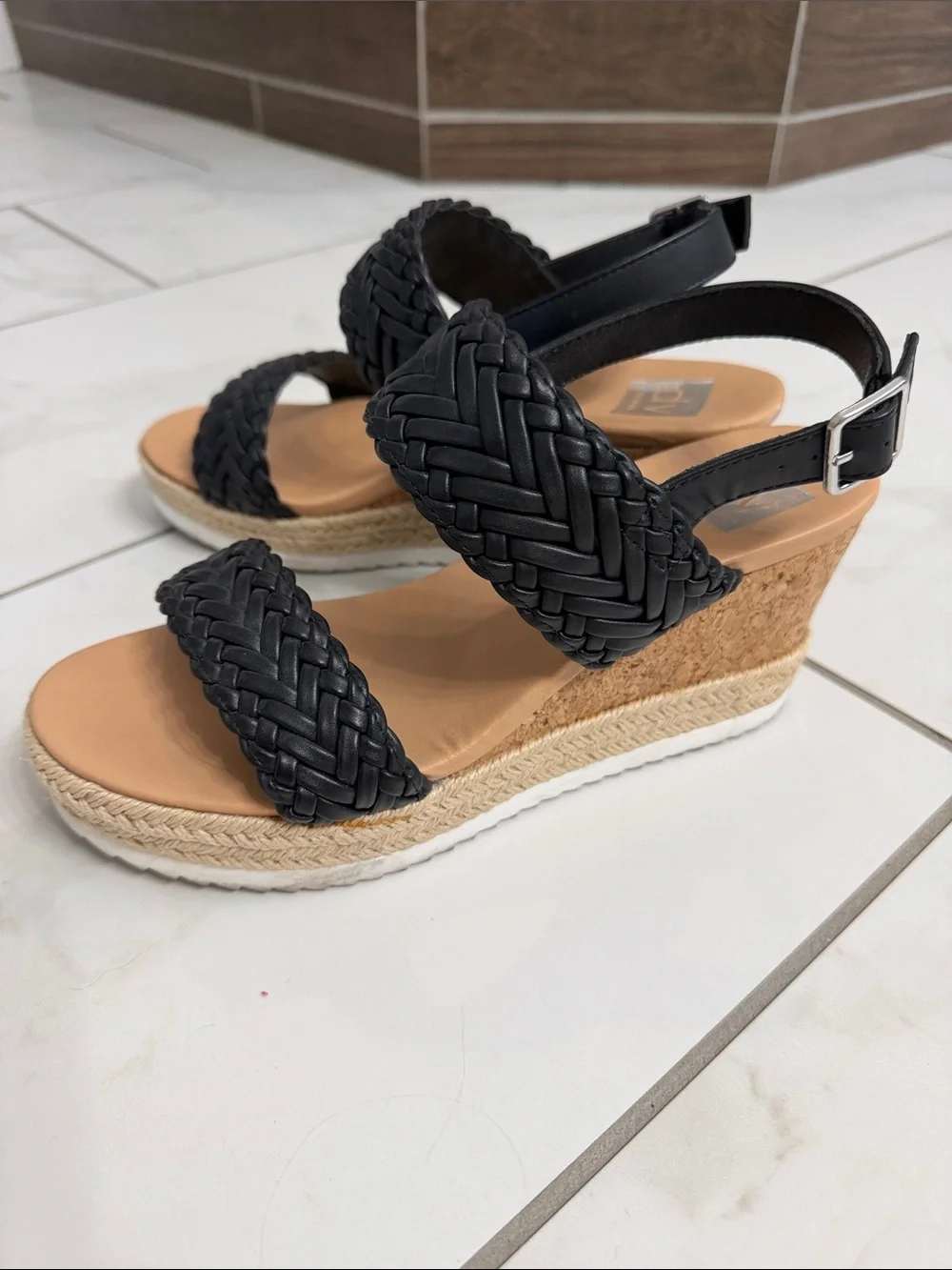 DV by Dolce Vita Black Braided Espadrille Wedge Sandals